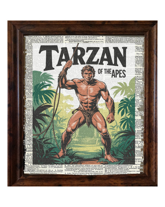 SIGNED FRAMED Tarzan of the Apes Dictionary Page Art Print Wall Decor