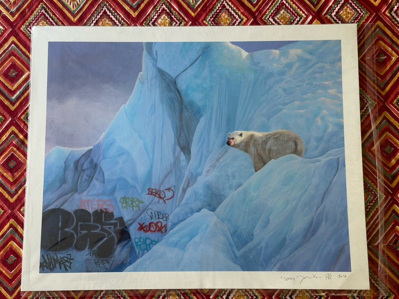 Josh Keyes Spray Polar Bear Signed Fine Art Print 26×18 2017