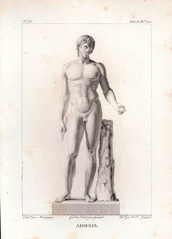 Statue «ADONIS» Rad.m.Kst. by Gounod n. Massard 16.5×11.5 cm at Filhol 1804-14