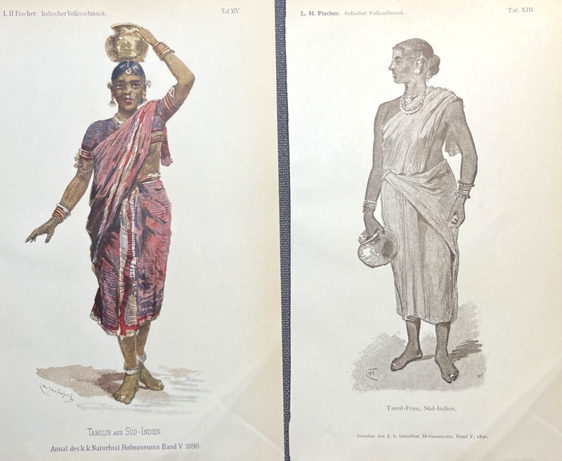 Antique Ethnological Prints 1890 Illustration Plates Tamil Women India