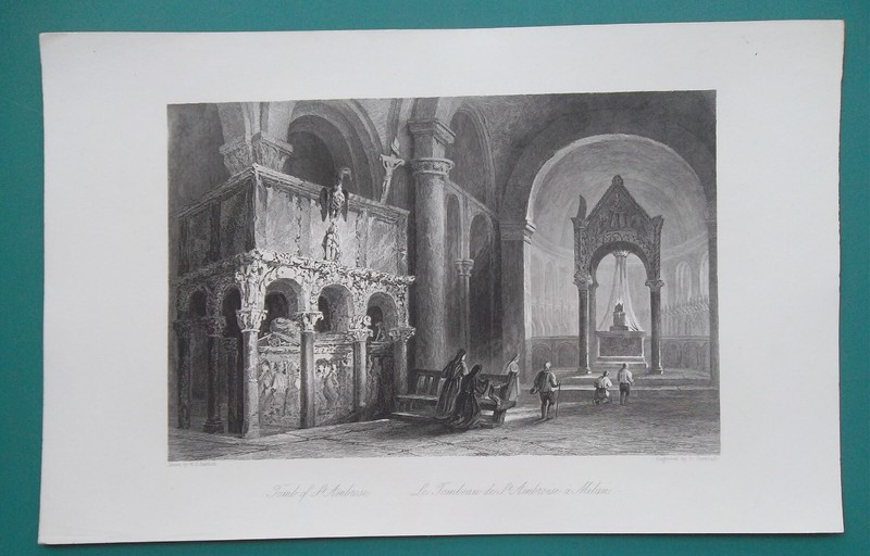 ITALY Milan Tombs of St.Ambrose – 1860s Original Antique Print
