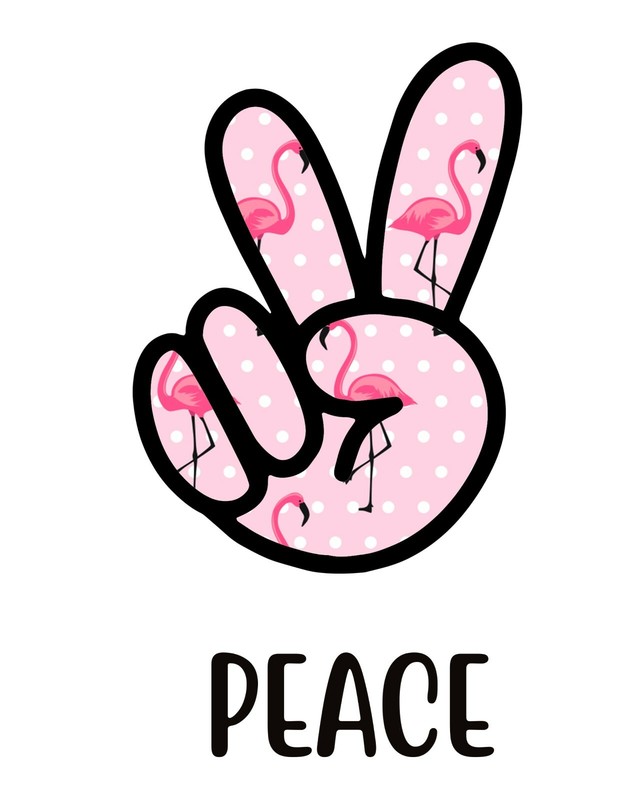 Set of 3 FLAMINGO Peace Love Flamingo Unframed Wall Art Prints Think Pink Decor gallery