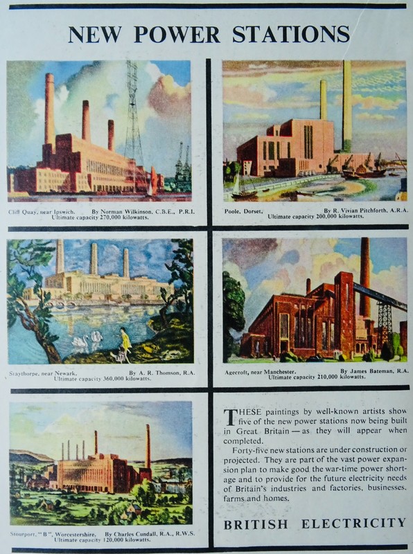 Advertisement Illustration NEW POWER STATIONS, AGECROFT' POOLE' CLIFF QUAY c1951