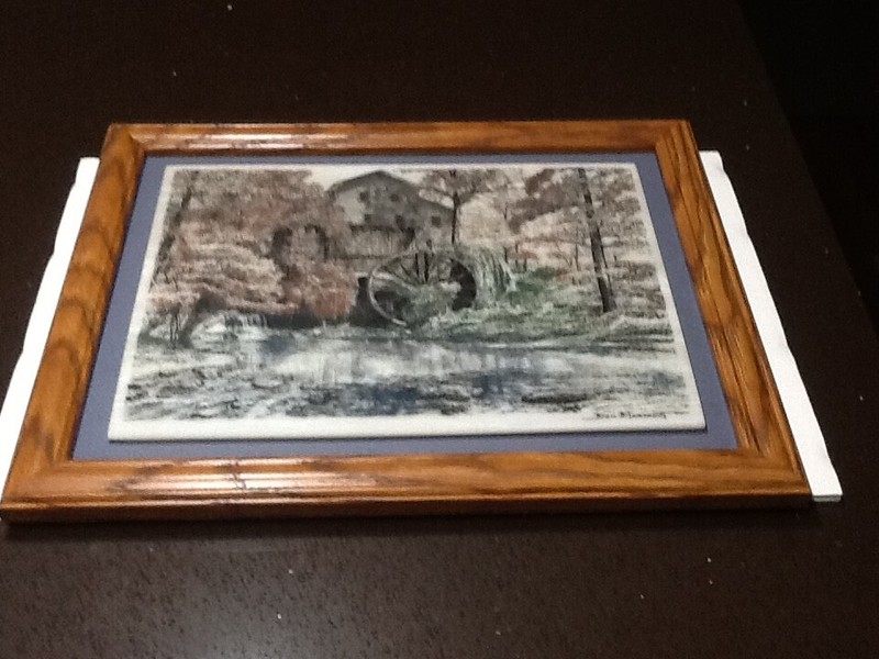 Don Northcutt Framed Colored White Marble Etching Tennessee Mill WO-DI gallery