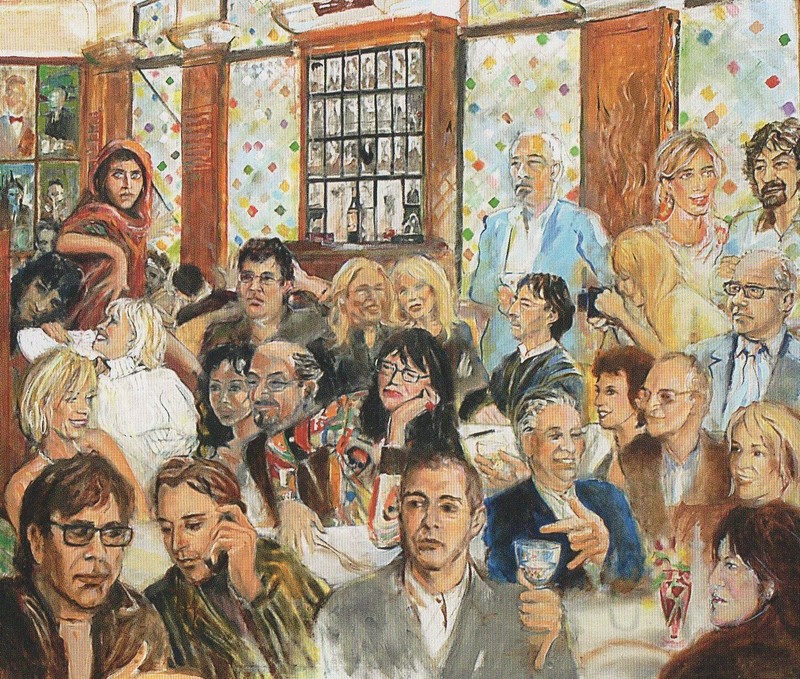 CELEBRITIES IN THE IVY LONDON ARTIST RONNIE WOOD EXQUISITE SMALL HARDBACK PRINT