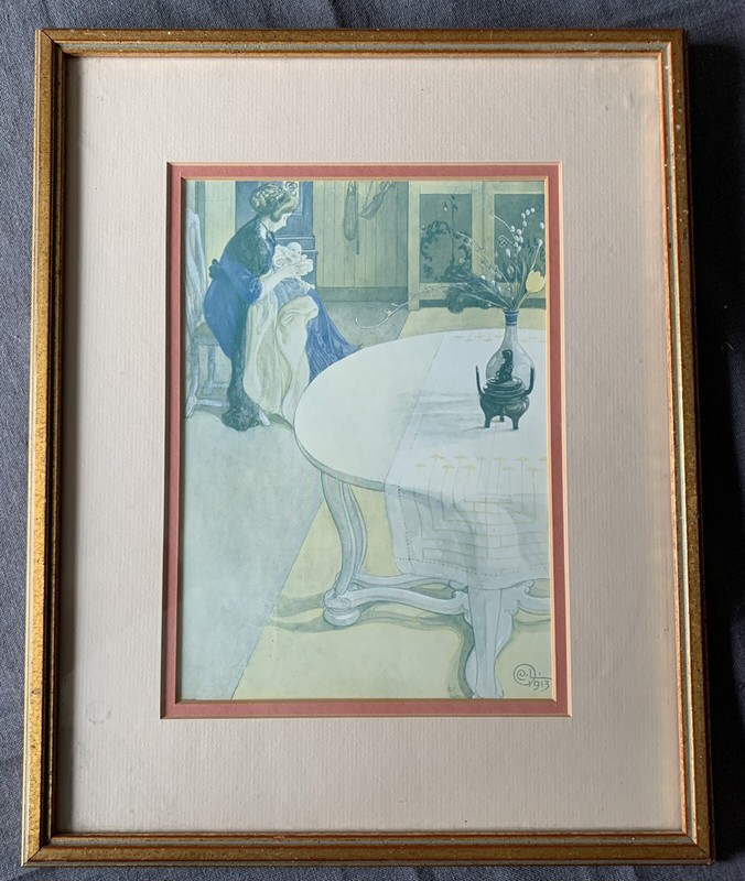 Carl Larsson “Gunlög With Her Mother” Arts And Crafts Print 1915 11.5”x 14.5”