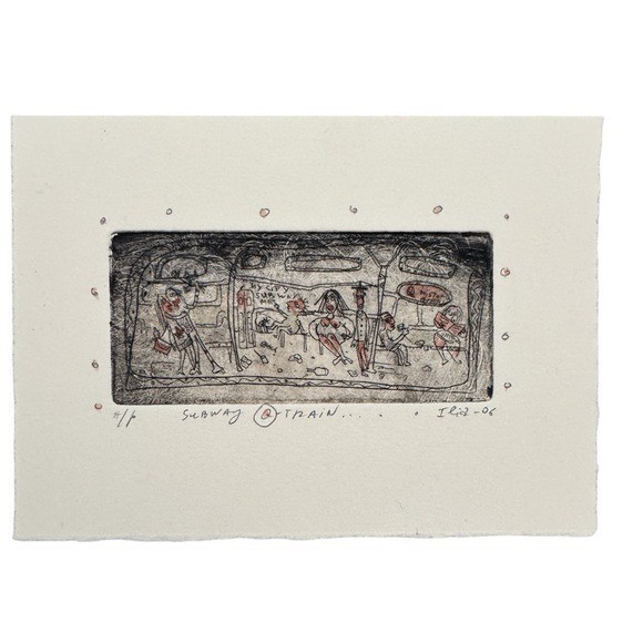Ilia 2006, Etching Art Print of NYC Q Train Subway Scene Signed Numbered