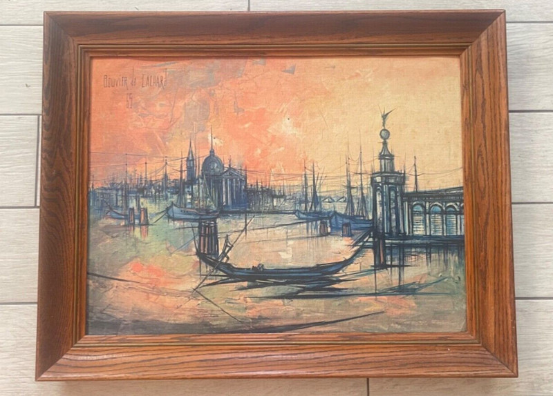 LARGE 18×24 SIGNED 1965 Bouvier de Cachard 24×30 Wood Frame CANVAS GICLEE Print