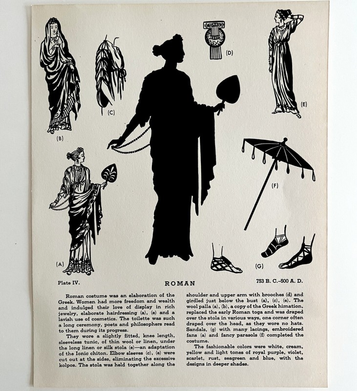 Roman Fashion History 753 BC - 500 AD 1939 Art Plate Printing Ephemera DWAA11 gallery