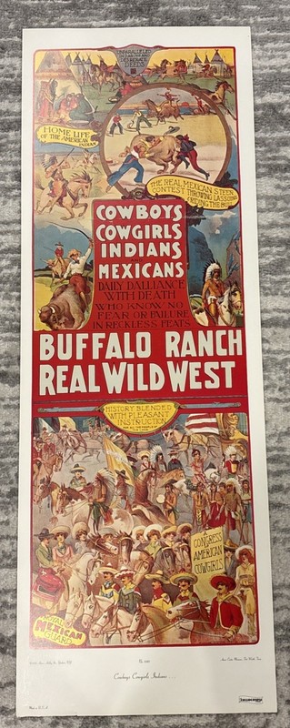 Cowboys Cowgirls Indians Vintage Poster Wild West Show Native American Western