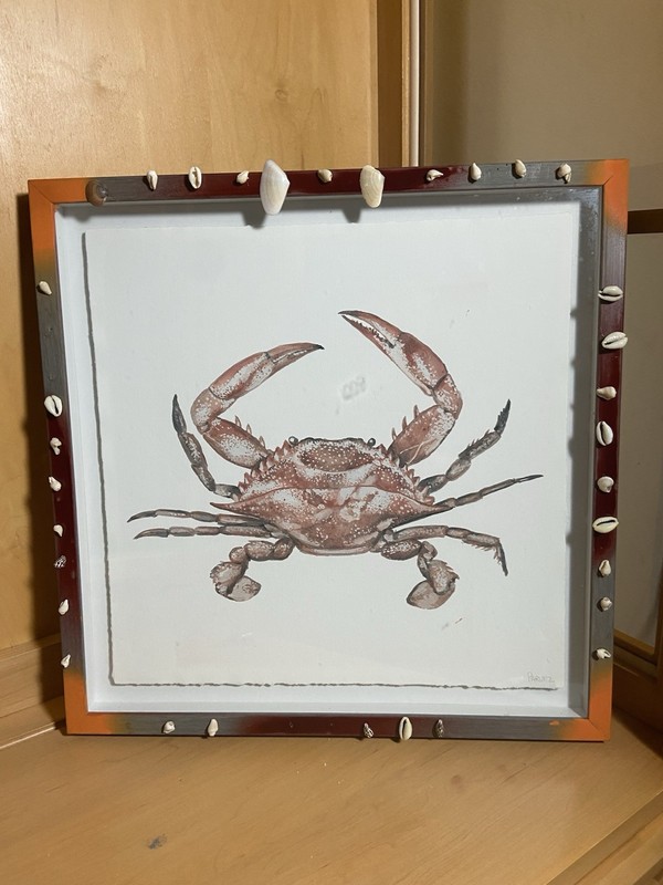 Framed Art Print Orange King Crab With Sea Shells gallery