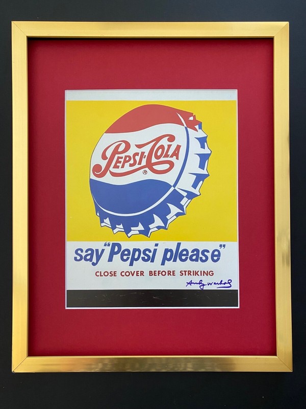 ANDY WARHOL | SAY PEPSI PLEASE SIGNED VINTAGE PRINT | MATTED AND FRAMED
