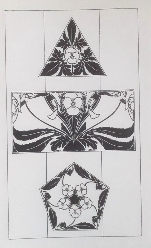 VIOLA TILES ART NOUVEAU 1910 Print Wadsworth Floral Nature Ornament