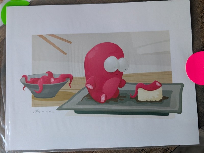 Andrew Bell - Never Look Back - O No Sushi Signed Print with Sticker Octopus gallery