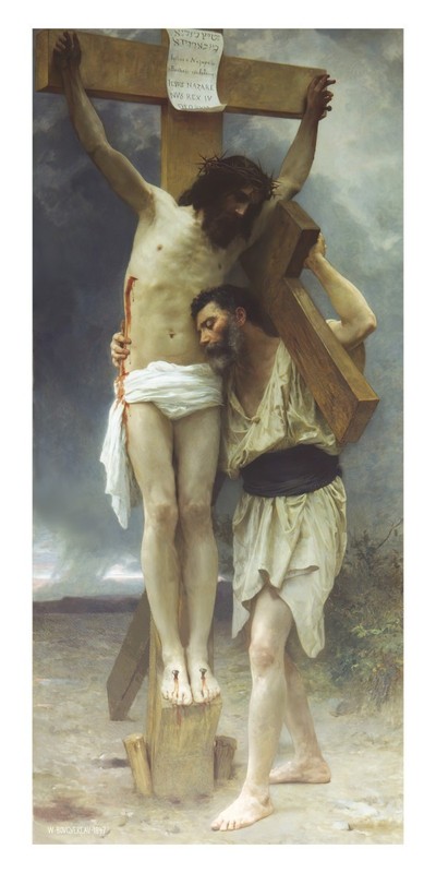William-Adolphe Bouguereau Compassion Painting Poster Art Print 12 x 24 in