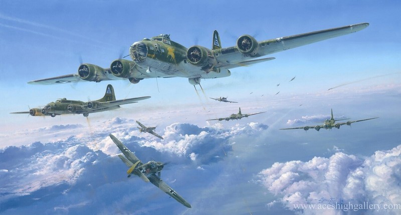 Schweinfurt the Second Mission by Robert Taylor art print signed by B-17 Pilots