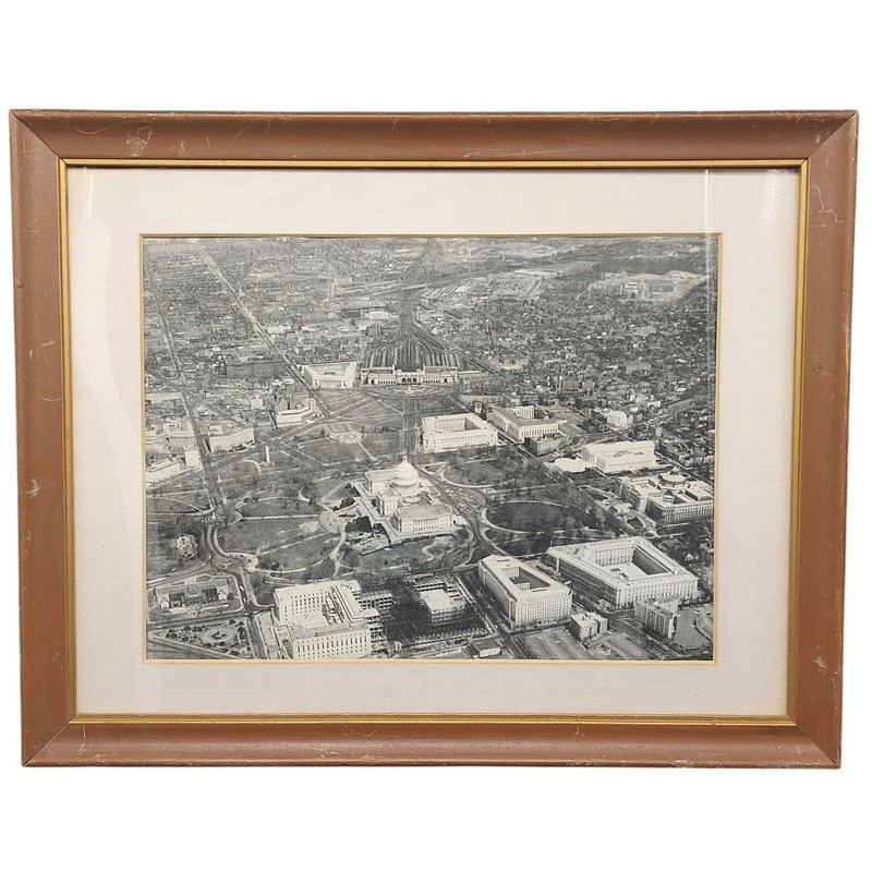 1963 Aerial US Capitol & Rayburn Bldg Construction Framed Original Magazine Page