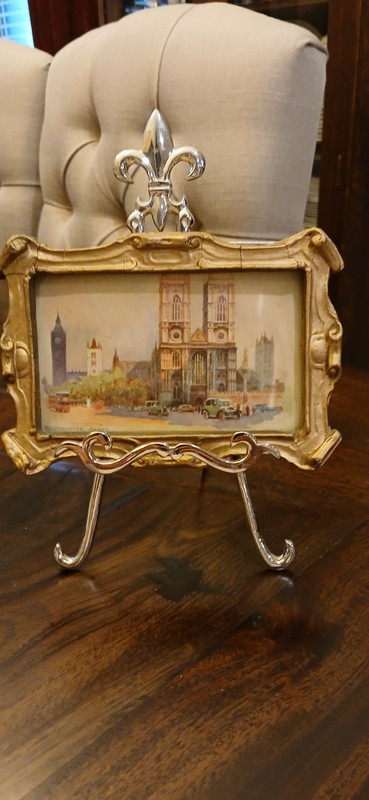 Vintage Miniature Westminster Abbey Wood Framed Print – London England