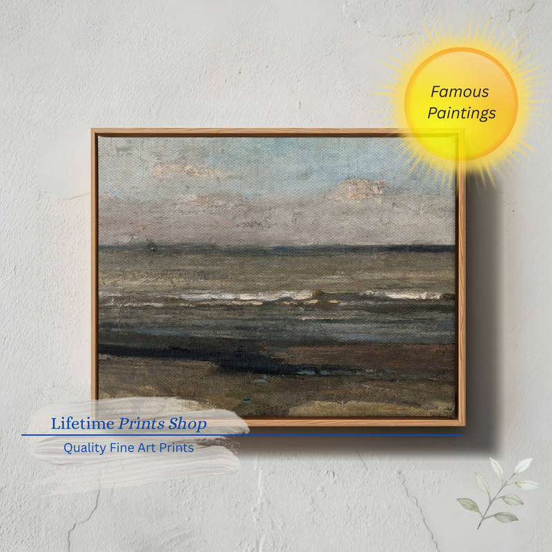Grey Seascape 1880 Vintage Painting Giclee Canvas Print