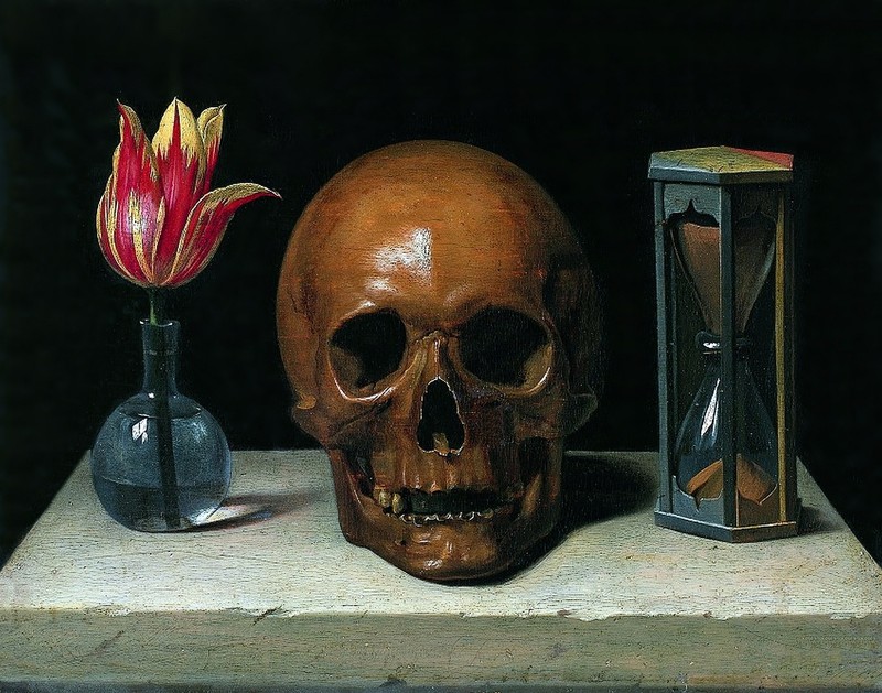 Art Still Life With a Skull. Wall Archival Oil Painting Giclee Print Canvas