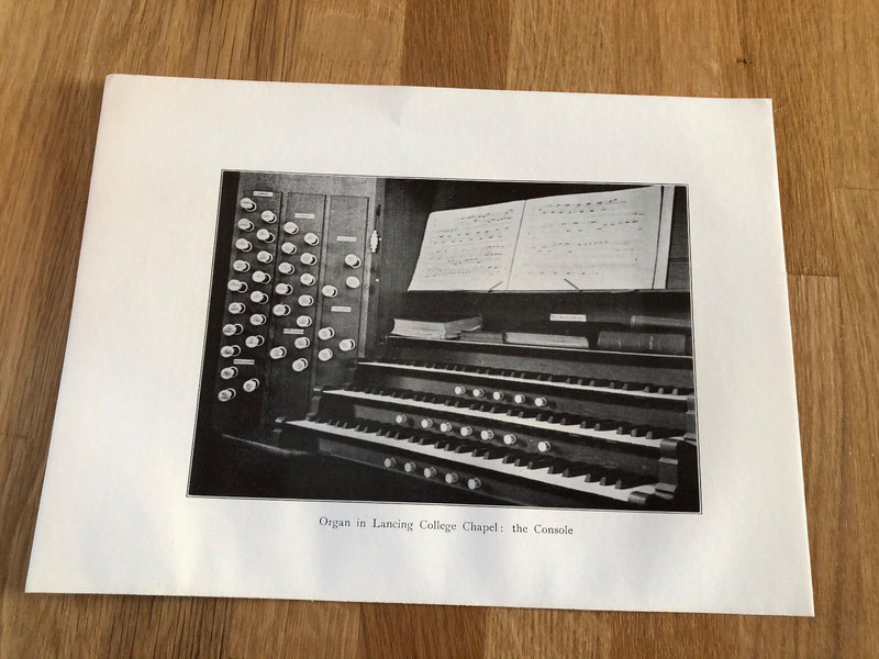 1936 print – organ in lancing college chapel : the console