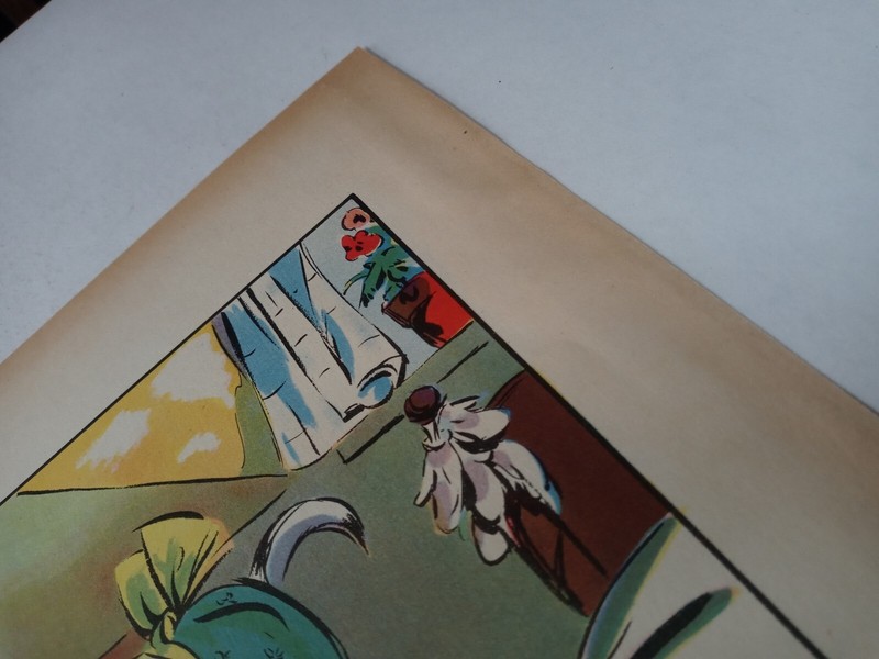 Anthropomorphic Cats 3 Searching Bed Sari Print Colorful Vtg Book Plate 1930s gallery