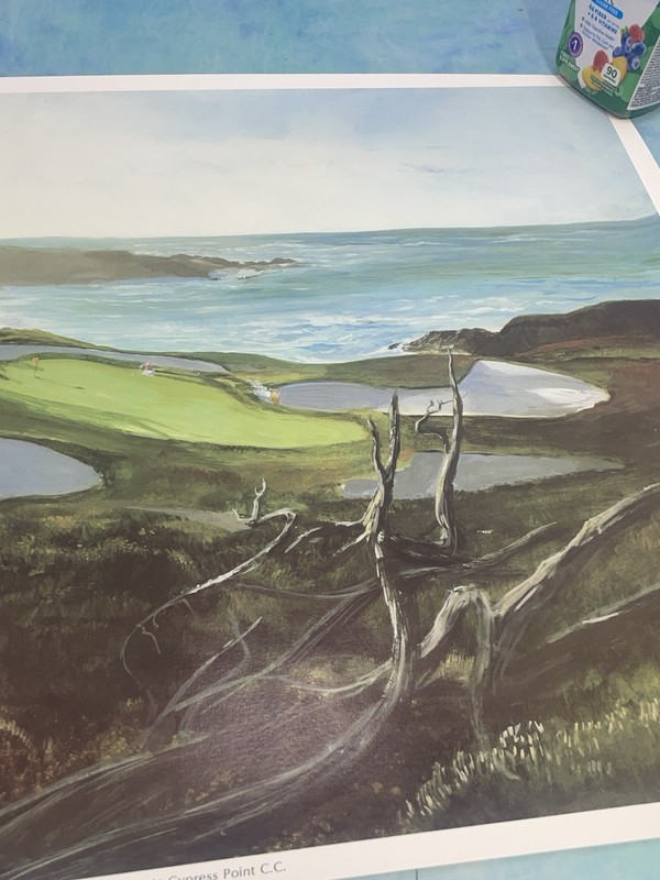 JAMES JIM RYON (1935-2016) Signed 19X24 THE 15th AT CYPRESS POINT COUNTRY CLUB gallery