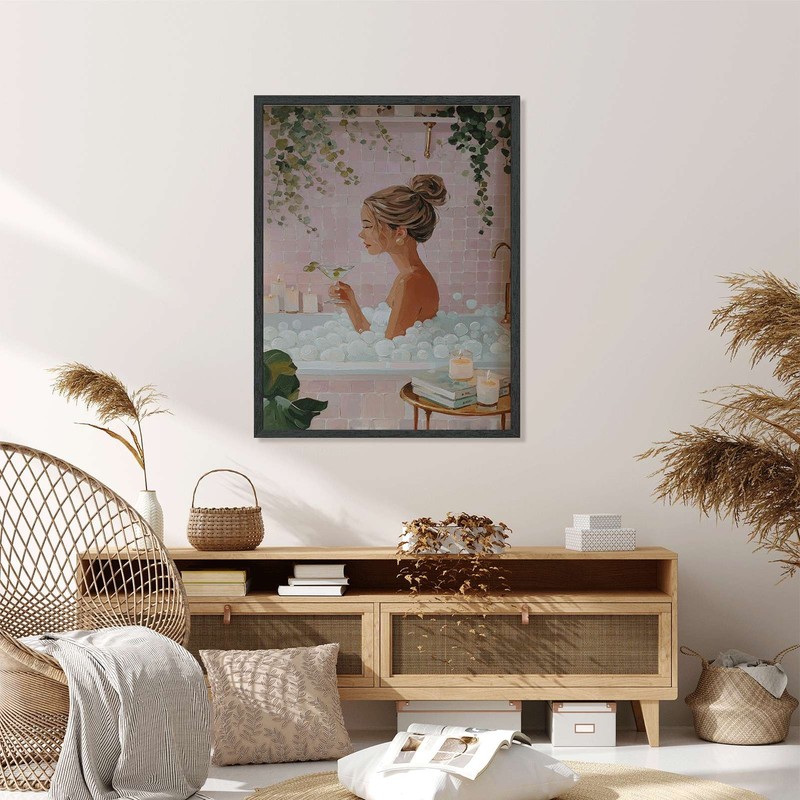Woman Relaxing in Bubble Bath Wall Art Canvas Oil Paintings Reproduction gallery