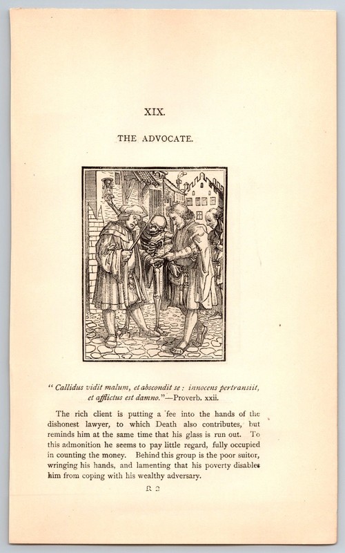 1878 Death / Skeleton Vtg Print, The Advocate, The Magistrate