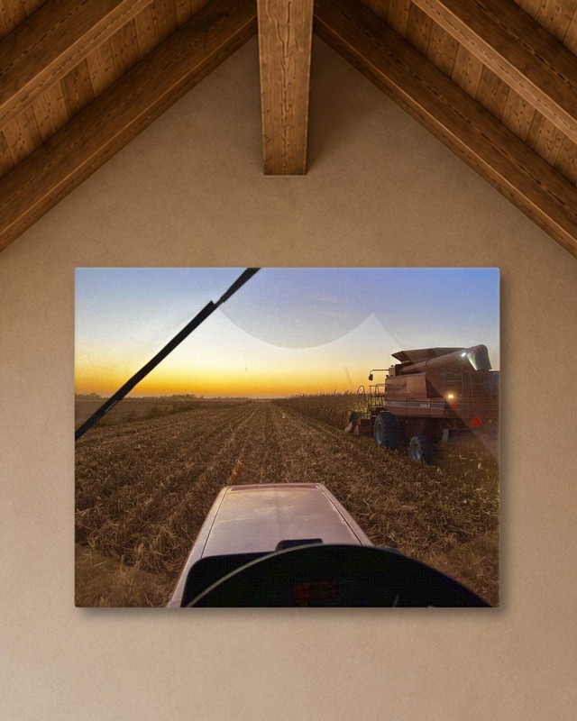 Iowa Corn Harvest Canvas Wall Art Farmhouse Country Landscape Print