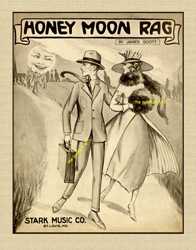 HONEY MOON Vintage car antique old fashion auto 8×10 sheet music Art print