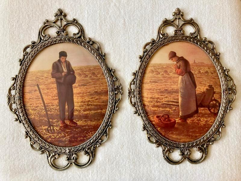 VINTAGE “THE ANGELUS” Farmer & Wife Praying- by Jean Francois Millet 17"x12" gallery