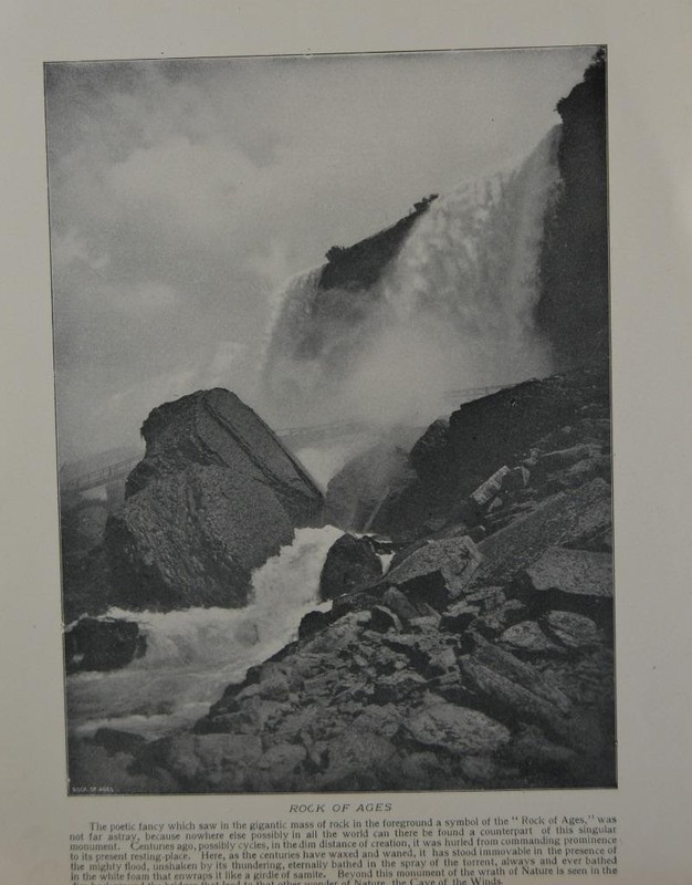 Antique Niagara Falls New York Art Print The Rock of Ages Original B&W 1910