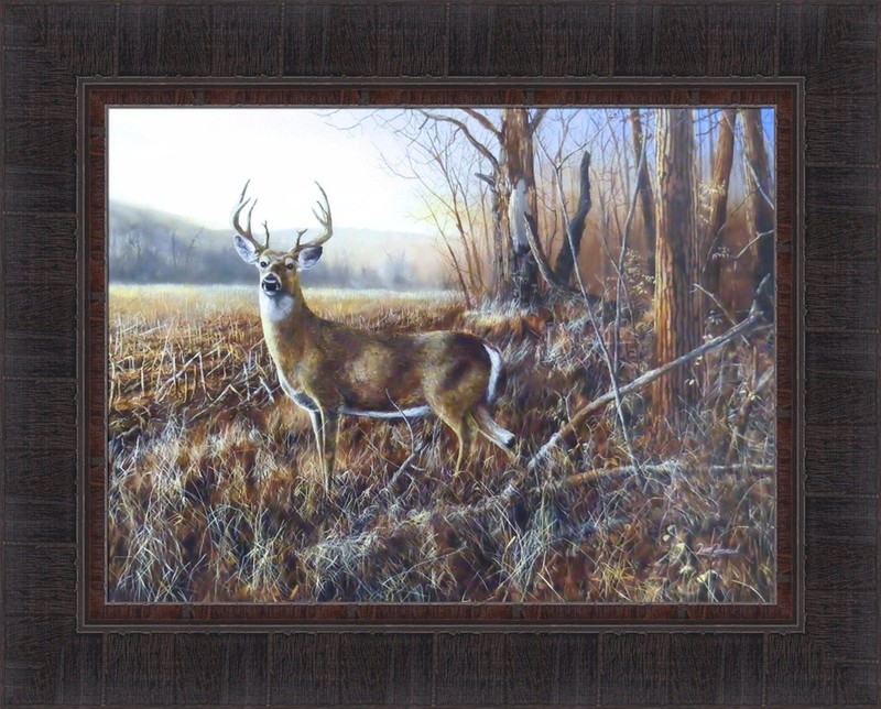 BLUFF COUNTRY BUCK by Jim Hansel 17x21 Whitetail Deer Woods FRAMED ART PICTURE