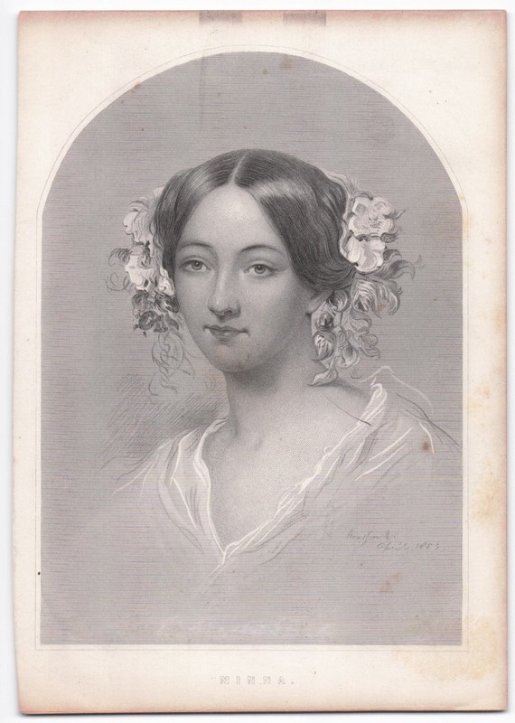 Vintage Mary Elizabeth Bradhurst Field Portrait Engraving H.R. Cook Chalon 1845