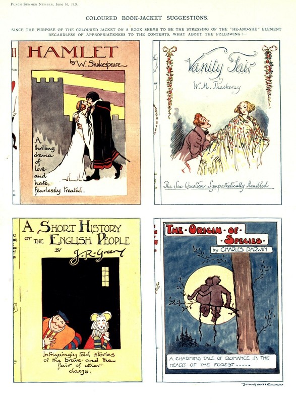 VINTAGE 1924 Punch Carton – 1920’s BOOK DUST-JACKET SATIRE – Illus. by Fougasse