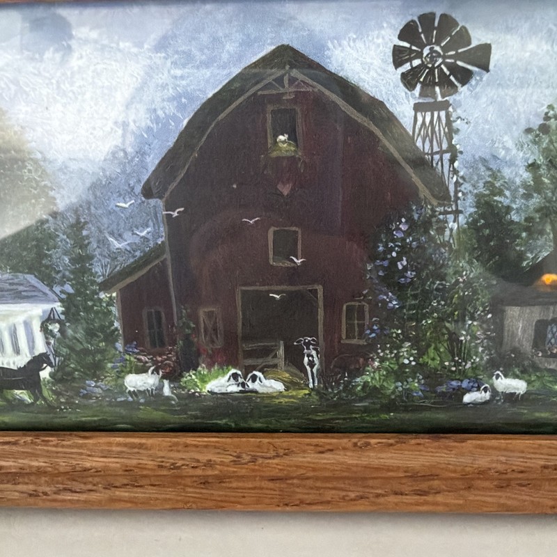 Amish Farm Scene Framed Print Rustic Country Barn Landscape Wall Art 14x5” gallery
