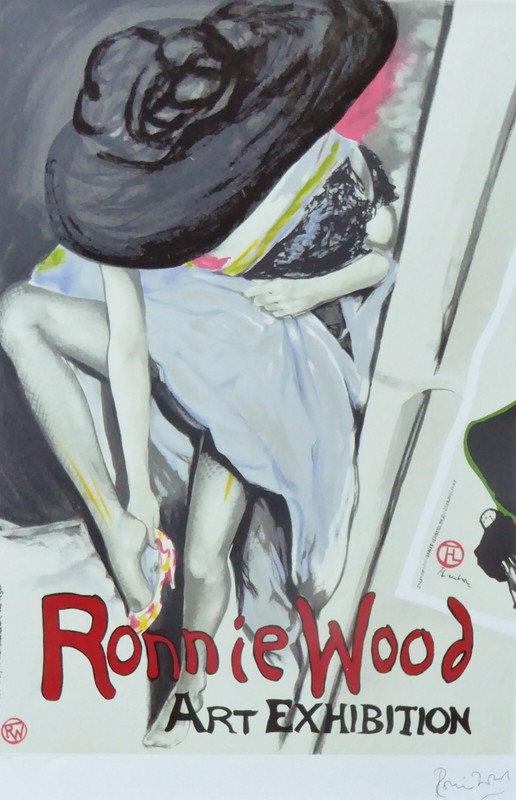 RONNIE WOOD ROLLING STONES Jo with Hat Hand pulled Lithograph HAND SIGNED