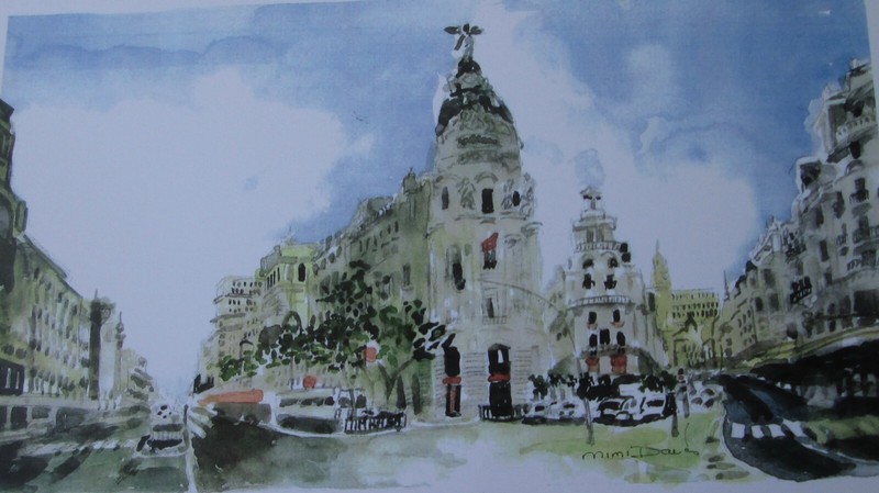 MADRID, SPAIN / W/C PRINT / 8 1/2"X14 1/2"/ IMAGE 7 1/2"H X 13 1/2"W /MIMIDAVIS gallery