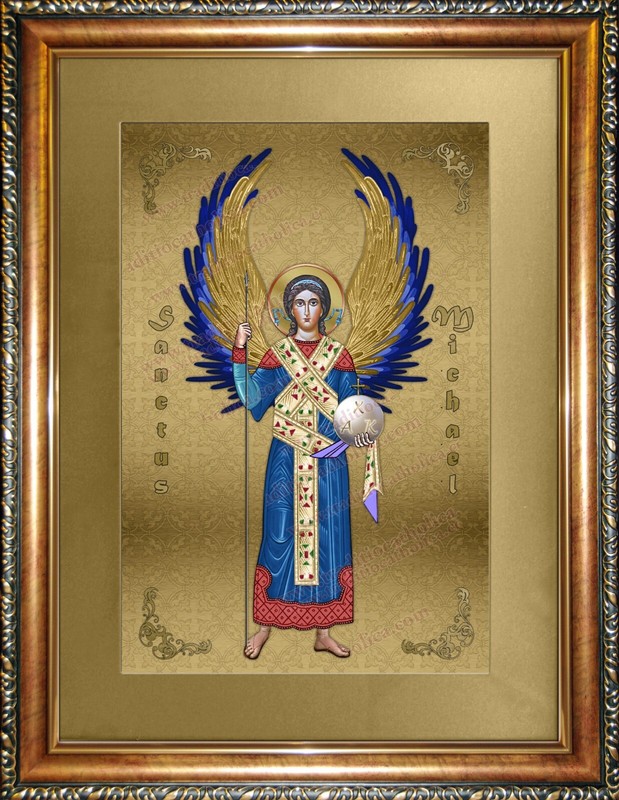 Saint Michael handcrafted framed prints in various sizes and styles.