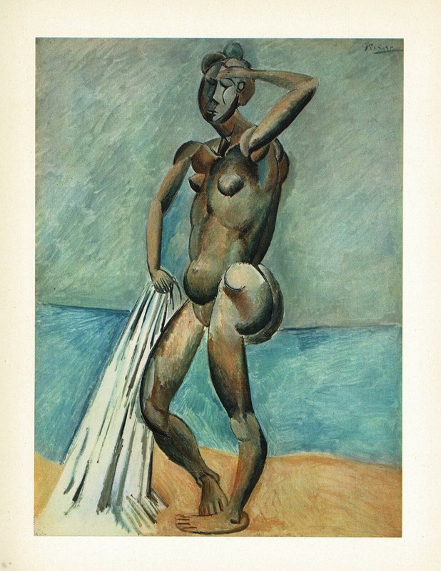 Mid Century Vintage Pablo Picasso Cubist Abstract Woman Figure Art Print