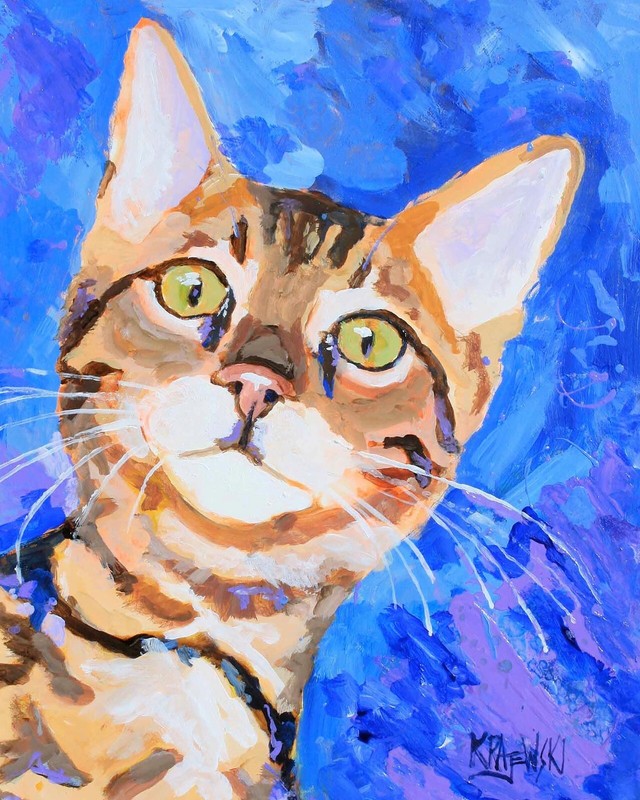 Bengal Cat High Resolution Print Original Fine Art Watercolor by Ron Krajewski