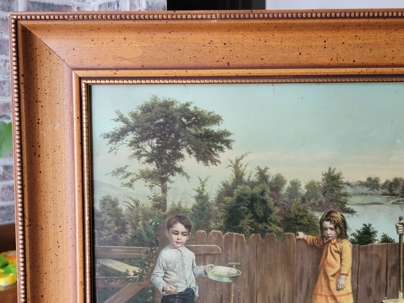 Antique 1880's MORNING CARES of LITTLE COUNTRY FOLK Victorian Chromolithograph gallery