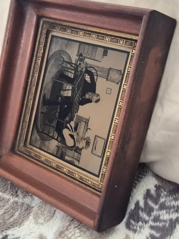 Vintage THE CRONIES Small 5 1/2” x 6 1/4” reversed painted by C & A Richards gallery
