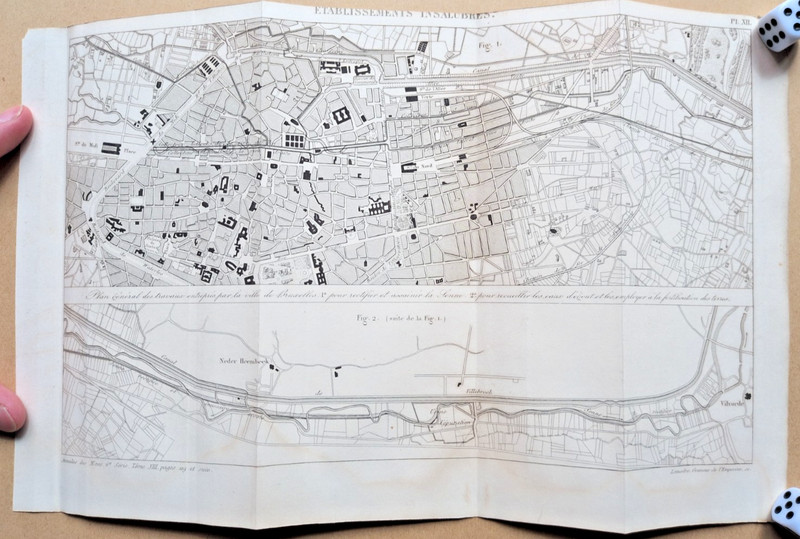 Plan of the Works in Brussels to Clean the Senne- Antique Print - c1865 (Ref C3)