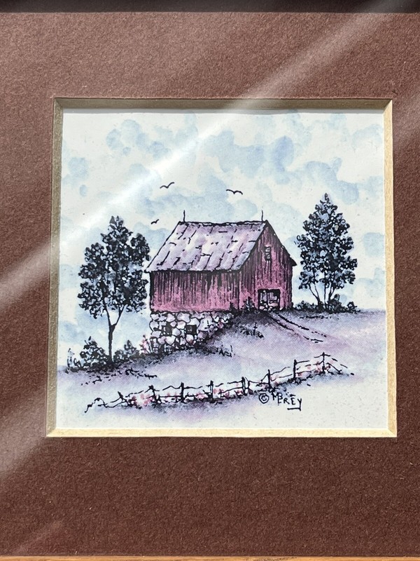 M.B Frey Red Barn Miniature Framed Print Country Farm gallery