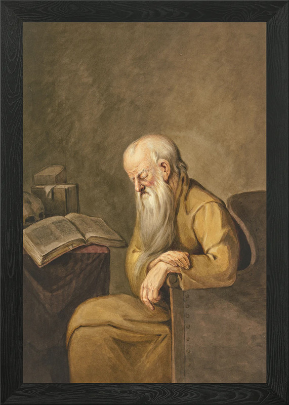 An old man with long beard Framed Wall Art Poster Canvas Print Picture