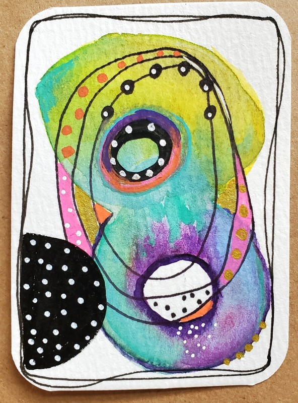 Original ACEO ATC Mixed Media Abstract Art Card OOAK #4 Signed 2.5″ x 3.5″
