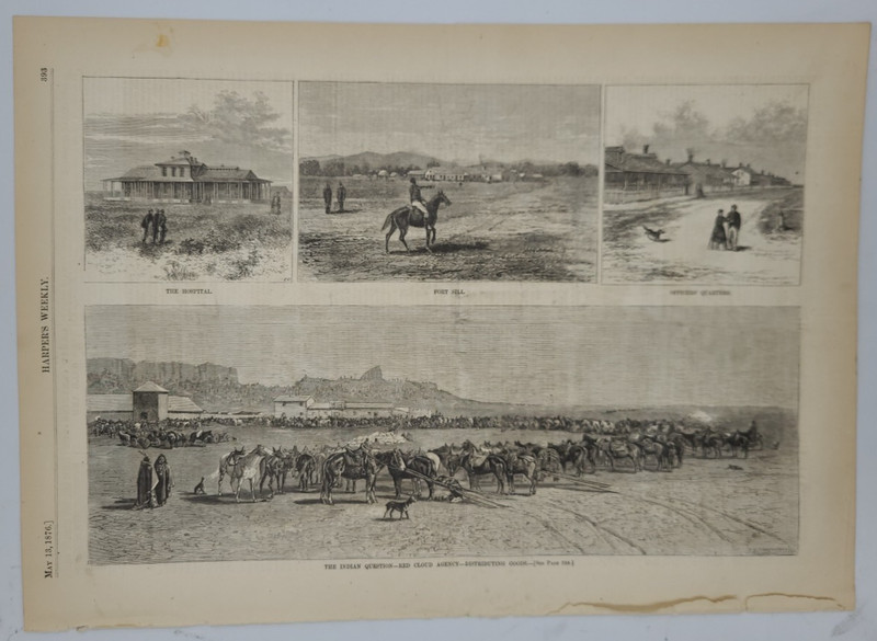 Nebraska 1876 vintage print Red Cloud Agency Sioux Cheyenne