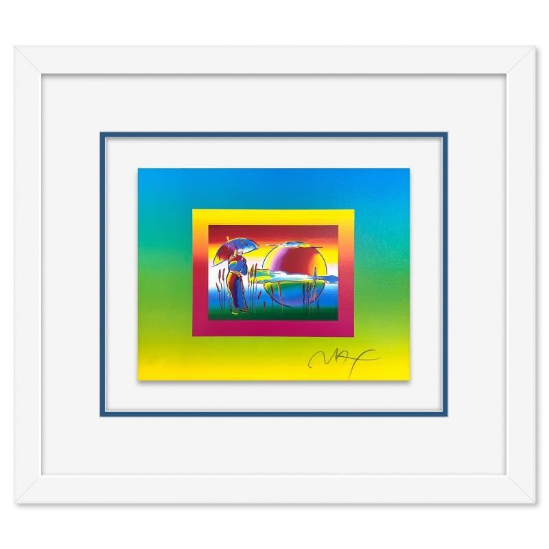 Peter Max Rainbow Umbrella Man on Blends FRAMED Ltd Ed Lithograph #d Hand Signed